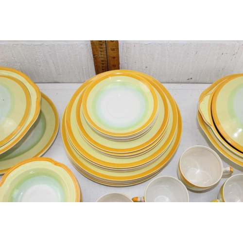 1915 - An Art Deco period bandedware 48 piece Johnson Brothers 