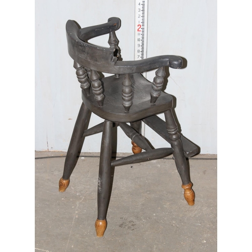 11 - A vintage painted child's high chair, smokers bow style