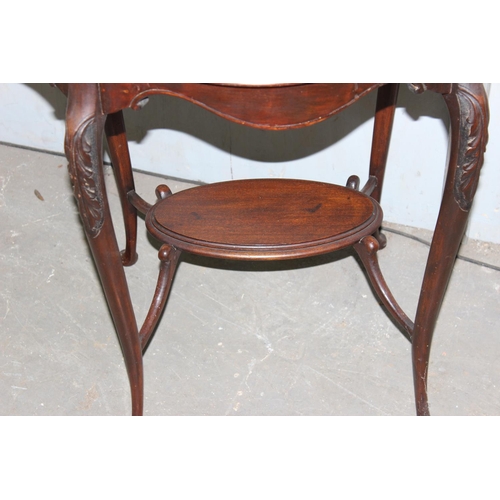 33 - Edwardian Art Nouveau period mahogany side table with under tier