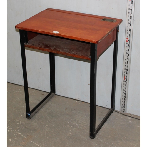 54 - Vintage school desk with metal legs