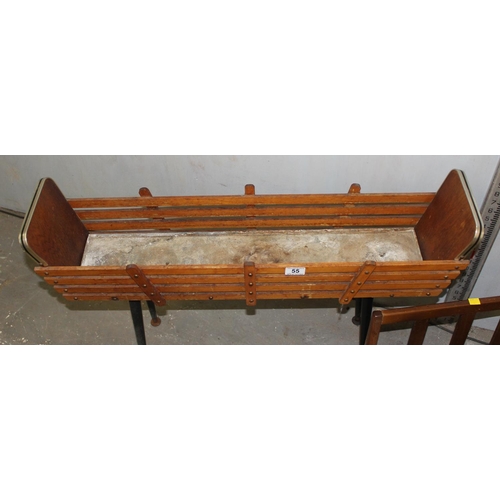55 - Retro wooden and planter trough and a retro magazine rack