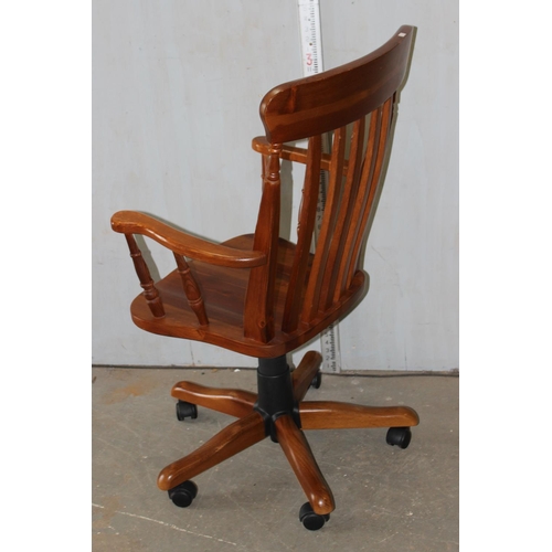 72 - Vintage style slat backed wooden desk chair