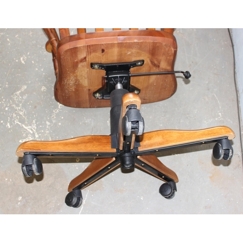 72 - Vintage style slat backed wooden desk chair