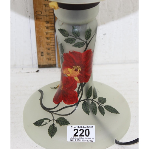 247 - A vintage style painted glass mushroom type lamp