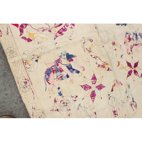 198 - A large unfinished Asian needlework panel