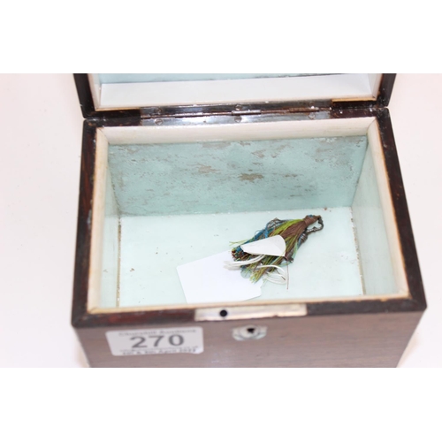 270 - Small Tea caddy with mother of pearl inlay with a flower design