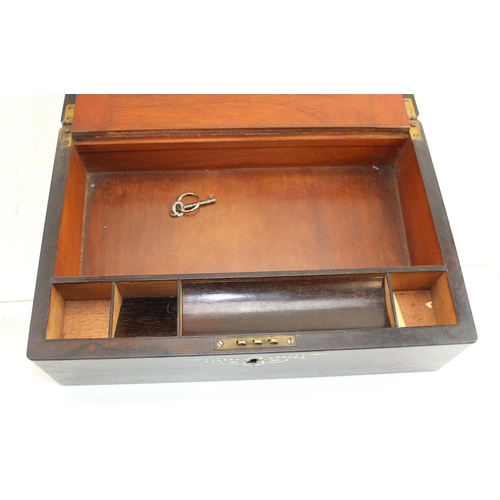 278 - An antique Rosewood writing slope with Mother of Pearl inlay