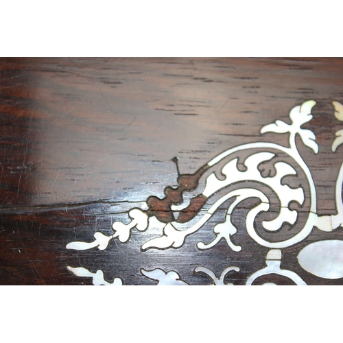 278 - An antique Rosewood writing slope with Mother of Pearl inlay