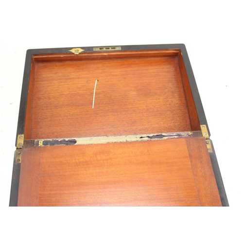 278 - An antique Rosewood writing slope with Mother of Pearl inlay