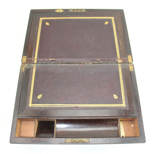 278 - An antique Rosewood writing slope with Mother of Pearl inlay
