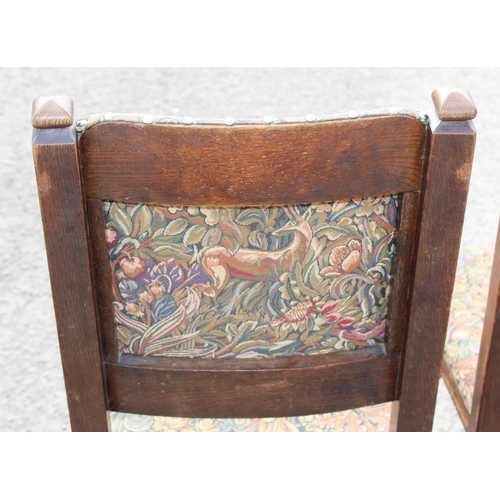 133 - Four vintage chairs with carved details and barley twist supports together with a carver chair
