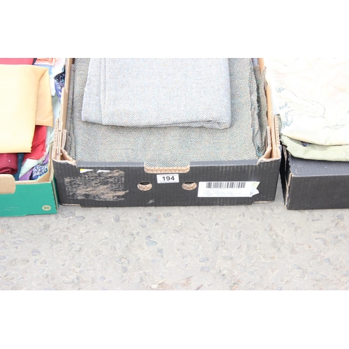 194 - Three boxes of various material remnants