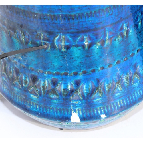 239 - 2 retro blue Italian pottery decorative table lamps