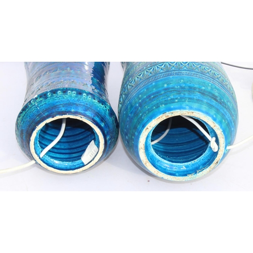 239 - 2 retro blue Italian pottery decorative table lamps
