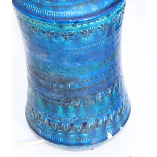 239 - 2 retro blue Italian pottery decorative table lamps