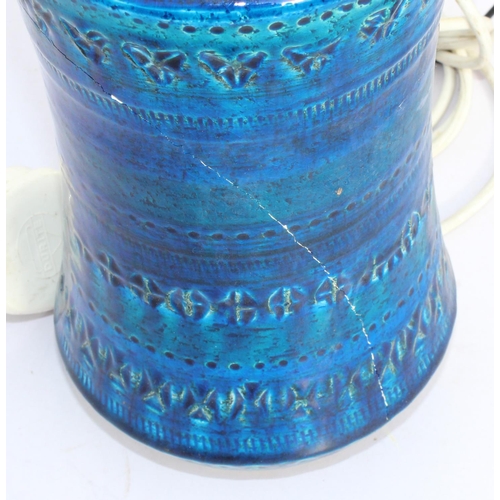239 - 2 retro blue Italian pottery decorative table lamps