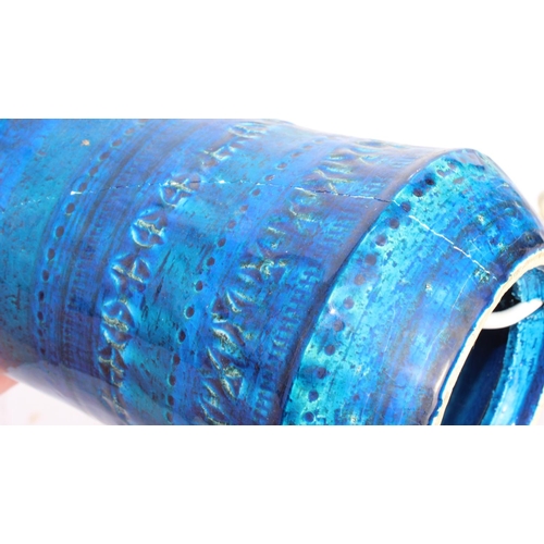 239 - 2 retro blue Italian pottery decorative table lamps