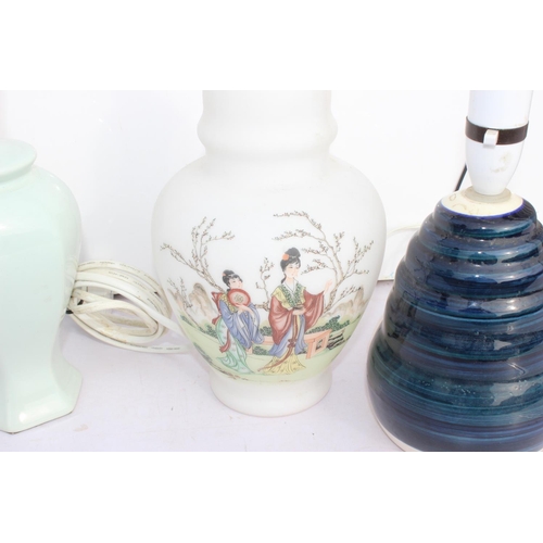 240 - 6 various china and glass table lamps to include Poole