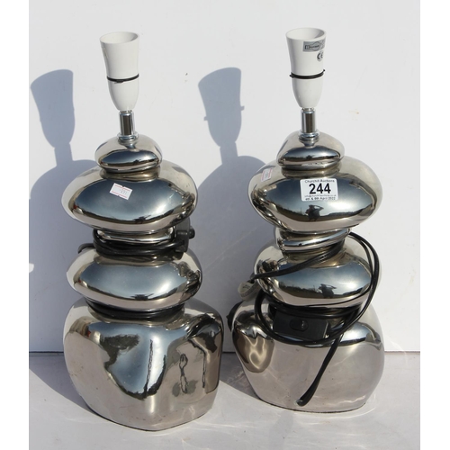 244 - A pair of Habitat silver table lamps with shades