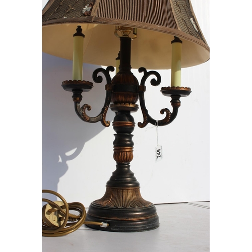 246 - Black and gold table lamp with shade