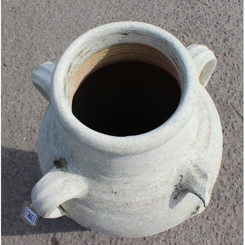 346 - Large terracotta olive Jar with lime wash