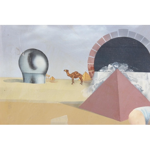 516 - Robert Allen Nelson ARR (attributed) (1925-) - A large oil on canvas of a surrealist scene - signed ... 