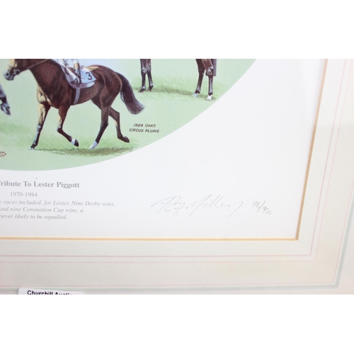 521 - Horse Racing Autograph - Framed & glazed limited edition Epsom's Tribute to Lester Piggott 1970-1984... 