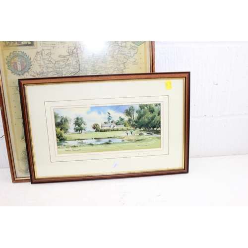 549C - Qty of pictures to inc an antique map of Yorkshire