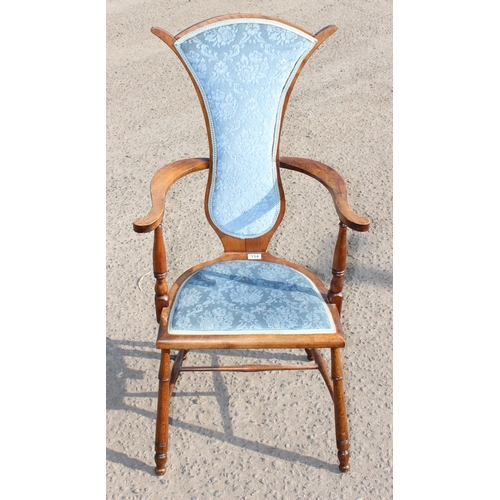 154 - An unusual bedroom armchair with blue/ grey upholstery