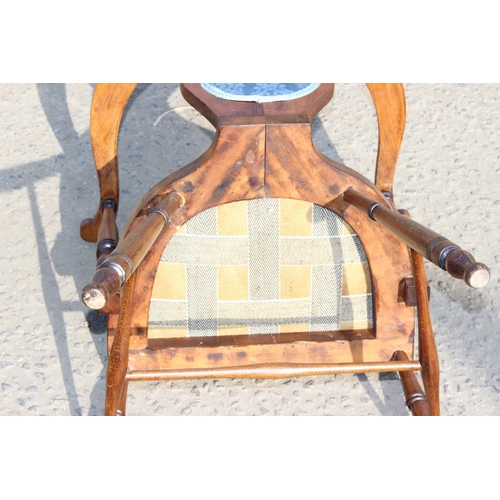 154 - An unusual bedroom armchair with blue/ grey upholstery