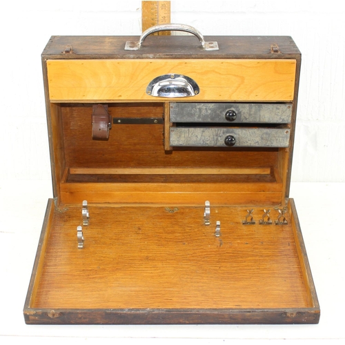 295 - Small vintage wooden Engineer's tool box