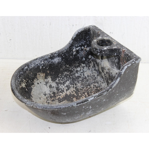 383 - A pair of vintage cast and painted metal wall mounted small water or animal feed troughs or bowls