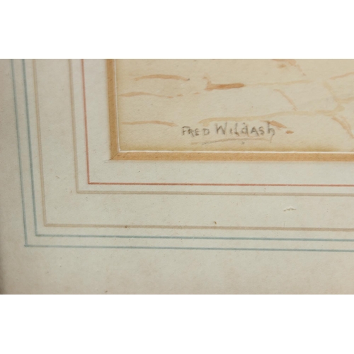 526 - Fred Wildash, Pencil & Watercolour of sailing boats at dock, in gilt frame, signed lower left