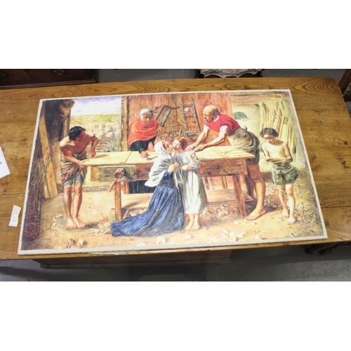 549k - A huge textured canvas print in the Pre-Raphaelite manner, unframed, a display piece from the BBC se... 