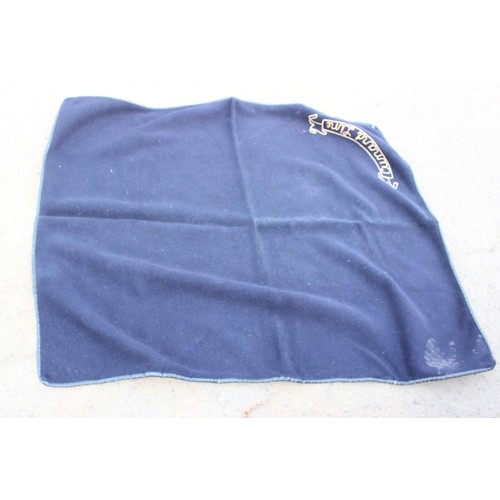 196 - A rare 1950's Cunard Line deckchair blanket with embroidered number and leather edge, R603