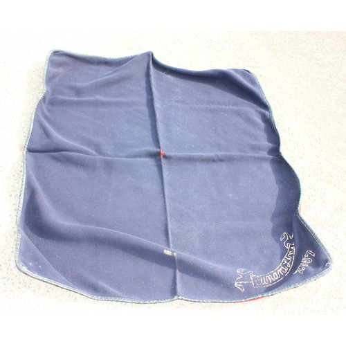 196 - A rare 1950's Cunard Line deckchair blanket with embroidered number and leather edge, R603
