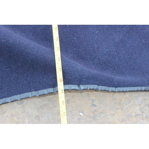 196 - A rare 1950's Cunard Line deckchair blanket with embroidered number and leather edge, R603