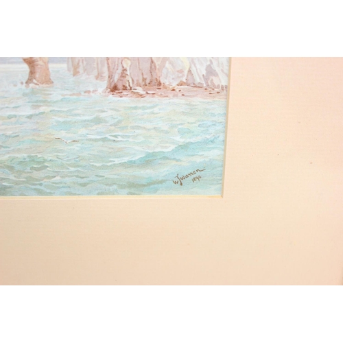 464 - 2 vintage coastal watercolours signed W.J. Warren, both dated 1890