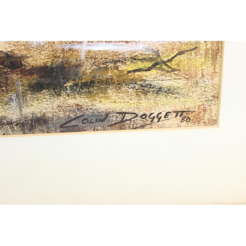 468 - Colin Doggett (XX), oil painting of a riverbank in autumn, dated 1980