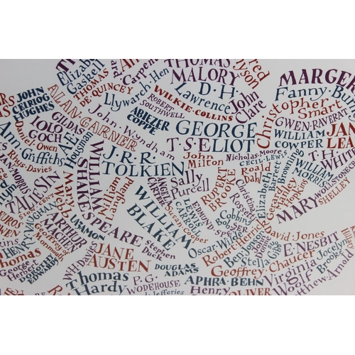 449 - Poster of the British Isles cleverly showing in text the birth place of the UK's most famous authors... 