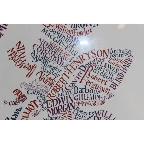 449 - Poster of the British Isles cleverly showing in text the birth place of the UK's most famous authors... 