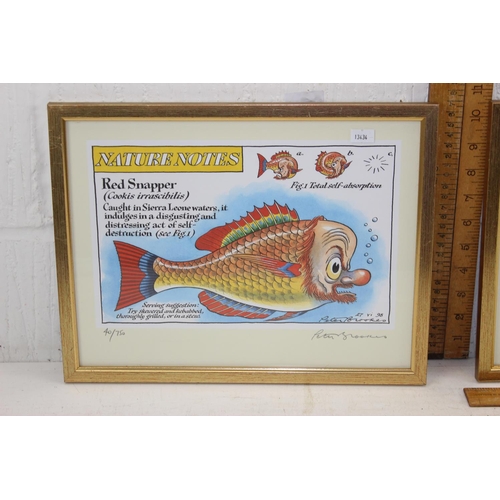460A - Three signed limited edition political satire prints by Peter Brookes from the Nature Notes series, ... 