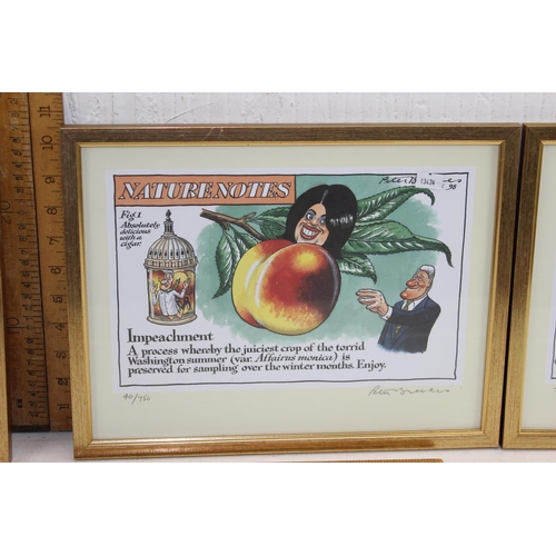 460A - Three signed limited edition political satire prints by Peter Brookes from the Nature Notes series, ... 