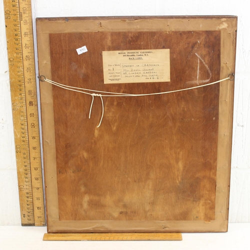 461 - Mid-century pen and ink of a busy street scene, signed lower right Beryl Grant 1950, with Royal Inst... 