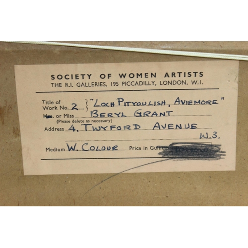 461a - Beryl Grant - pastel drawing dated 1959, with Society of Woman Artists label verso