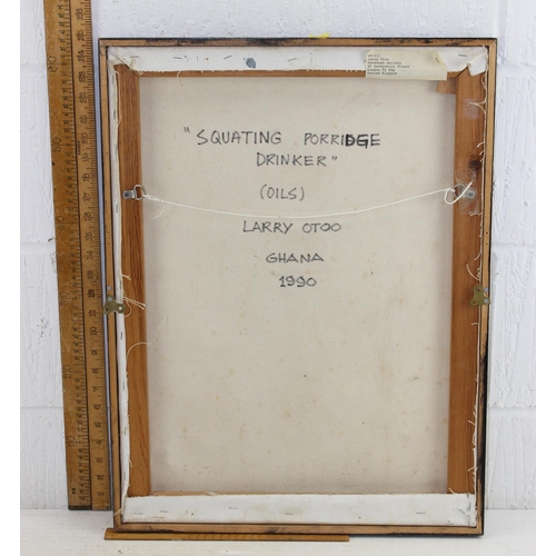 462A - Larry Otoo oil on canvas, titled 'Squating Porridge Drinker', signed lower right L. Otoo,
Gallery la... 