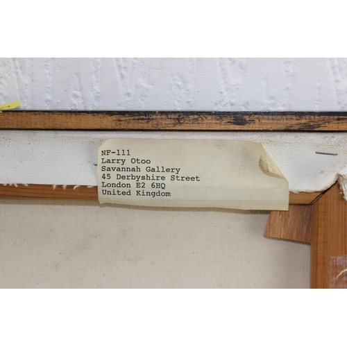 462A - Larry Otoo oil on canvas, titled 'Squating Porridge Drinker', signed lower right L. Otoo,
Gallery la... 