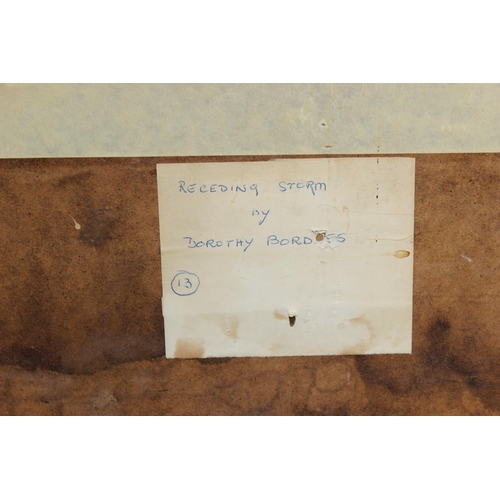 477A - Dorothy Bordass (1905-1992) mixed media titled 'Receding Storm', no visible signature, with labels t... 