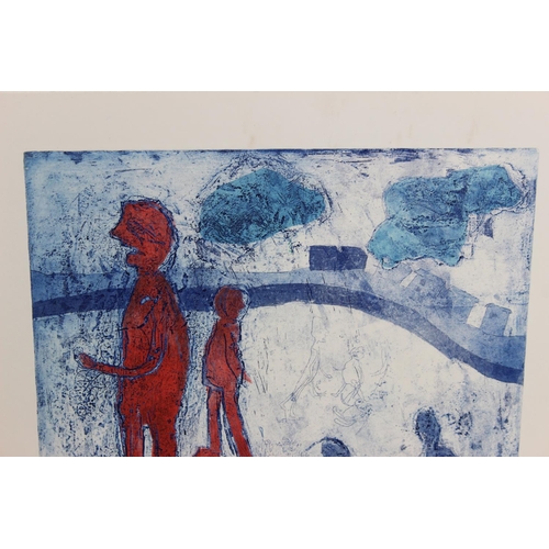 475 - Artist Proof 1/1 lithograph titled 'figures in a landscape', signed lower right A Dyer 1969.