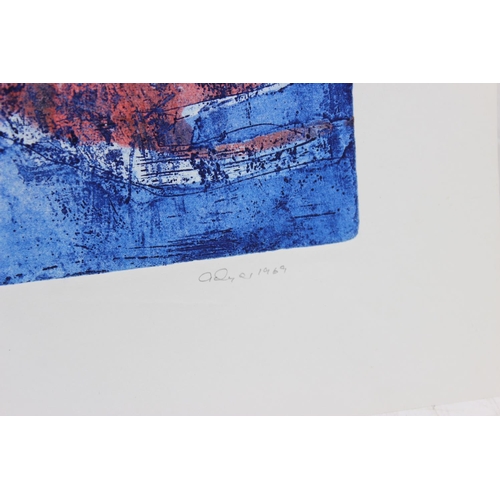 475 - Artist Proof 1/1 lithograph titled 'figures in a landscape', signed lower right A Dyer 1969.